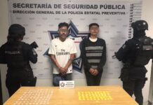 Con 150 dosis de aparente cristal, Policía Estatal detiene a dos personas