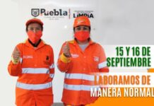 Habrá servicio de limpia durante festejo de independencia en Puebla.