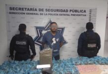 Con siete kilos de aparente marihuana, Policía Estatal detiene a un hombre