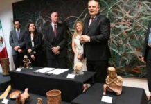 Entrega de 79 piezas arqueológicas y 2 bienes paleontológicos, que serán restituidos a México