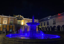 Ayuntamiento de Puebla ilumina de azul las principales fuentes de la ciudad.