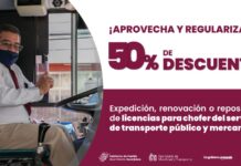 Aplicará SMT descuento del 50% en expedición de licencias para operadores del transporte público.
