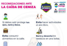 Emite recomendaciones por caída de ceniza.