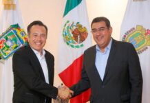 Sostiene Sergio Salomón reunión de trabajo con Cuitláhuac García, gobernador de Veracruz