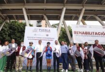 El gobernador Sergio Salomón presidió el inicio de los trabajos de rehabilitación de la ciclopista en el bulevar Hermanos Serdán.