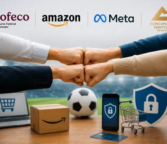 PROFECO, Amazon México, Meta y CONCANACO arman equipo para combatir estafas durante el verano futbolero.