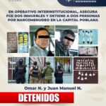 Asegura FGE dos inmuebles y detiene a dos personas por narcomenudeo en la capital poblana.