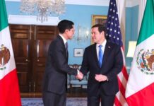 Se reúnen el canciller Roberto Velasco Álvarez y el secretario de Estado de Estados Unidos, Marco Rubio