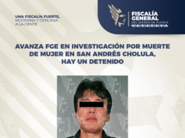 Avanza FGE en investigación por muerte de mujer en San Andrés Cholula, hay un detenido.