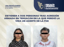 Detienen a dos personas tras agresión armada en Tehuacán en la que perdió la vida un agente de la FGE.