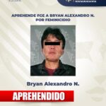 Aprehende FGE a Bryan Alexandro N. por feminicidio.