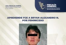 Aprehende FGE a Bryan Alexandro N. por feminicidio.